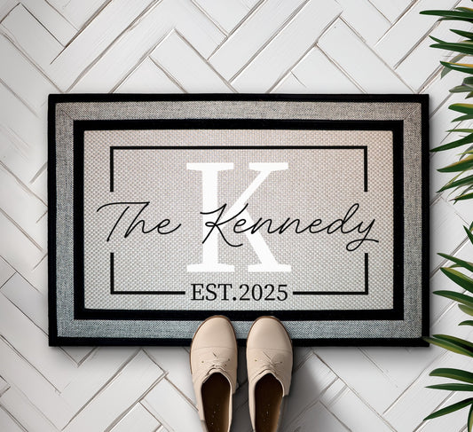 Personalized Last Name Doormat, Initial Welcome Mat, Anniversary Couple Gift