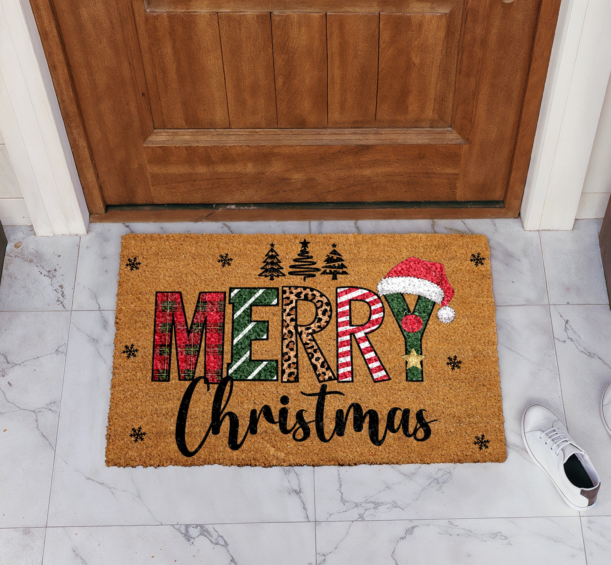 Celebrate with Style: Modern Holiday Welcome Mat, Front Door Festive(',')