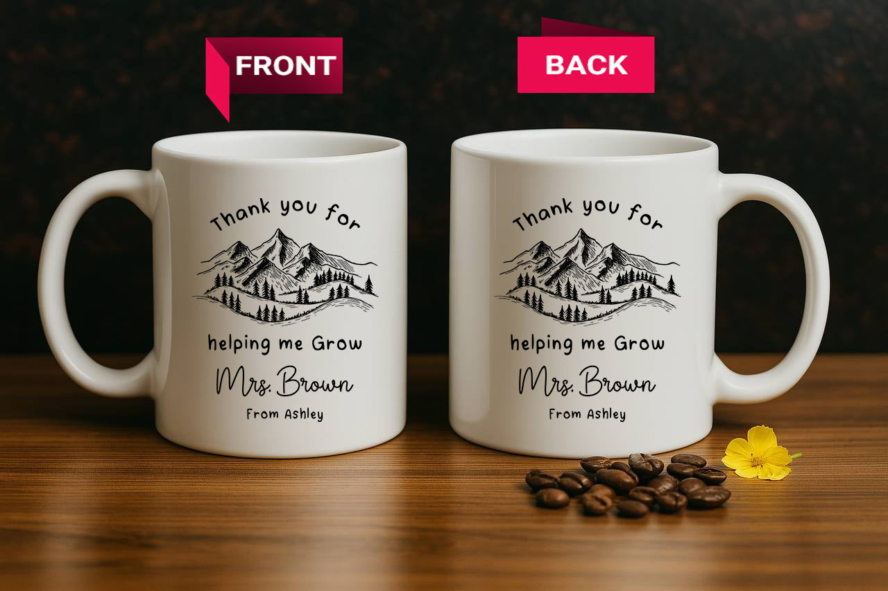 Custom Teacher Mug, Gratitude Coffee Cup, Nature-Lover Gift, Cute Pottery