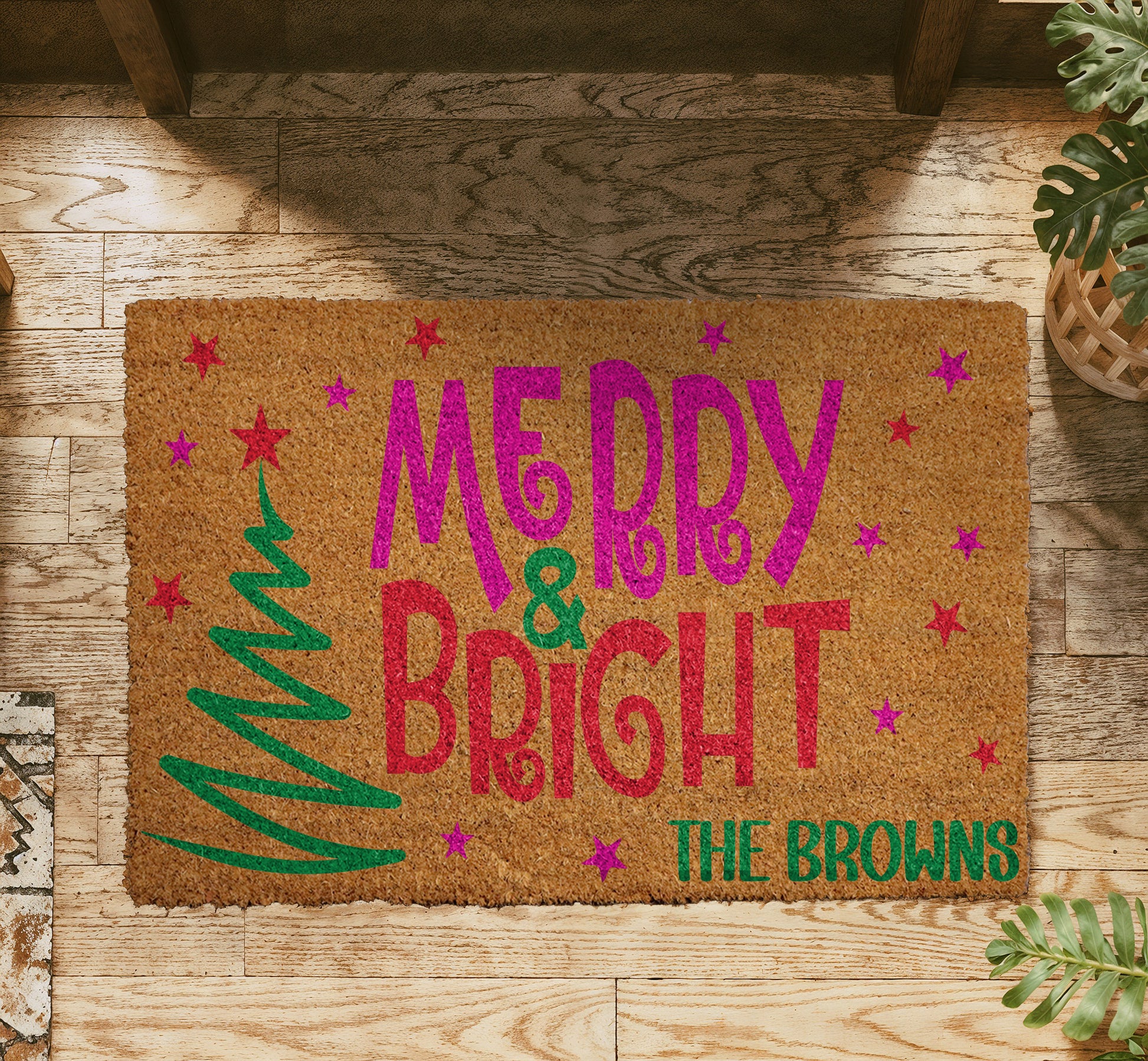 Custom Family Name Christmas Doormat, Festive Home Entrance Decor!