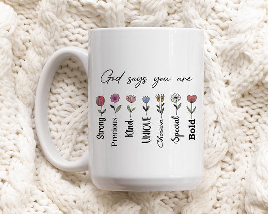 Inspirational Christian Faith Mug, Motivational Tea Cup, Cute Floral Pottery