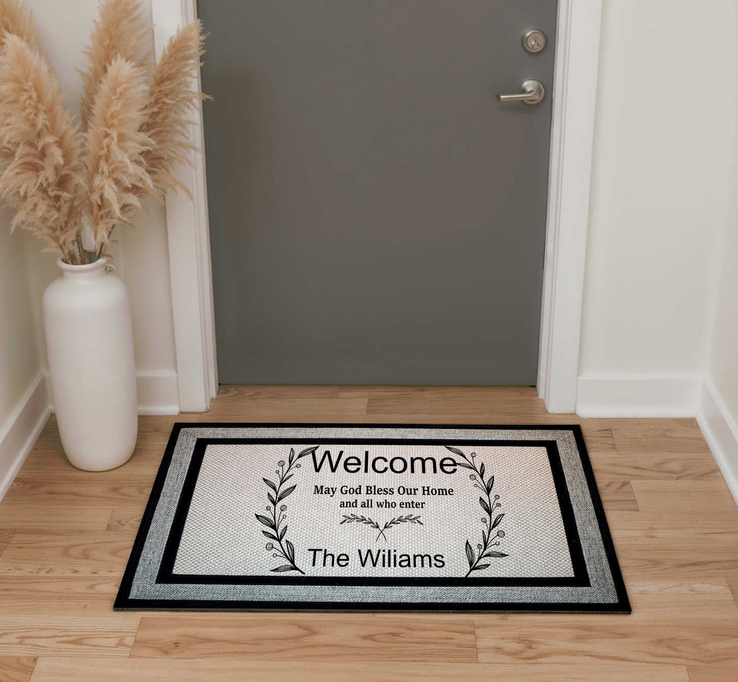 Custom Religious Welcome Mat: Personalized Family Blessings Doormat