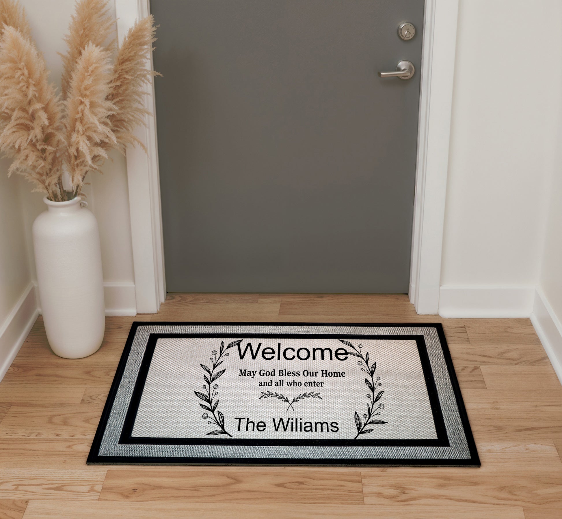Custom Religious Welcome Mat: Personalized Family Blessings Doormat