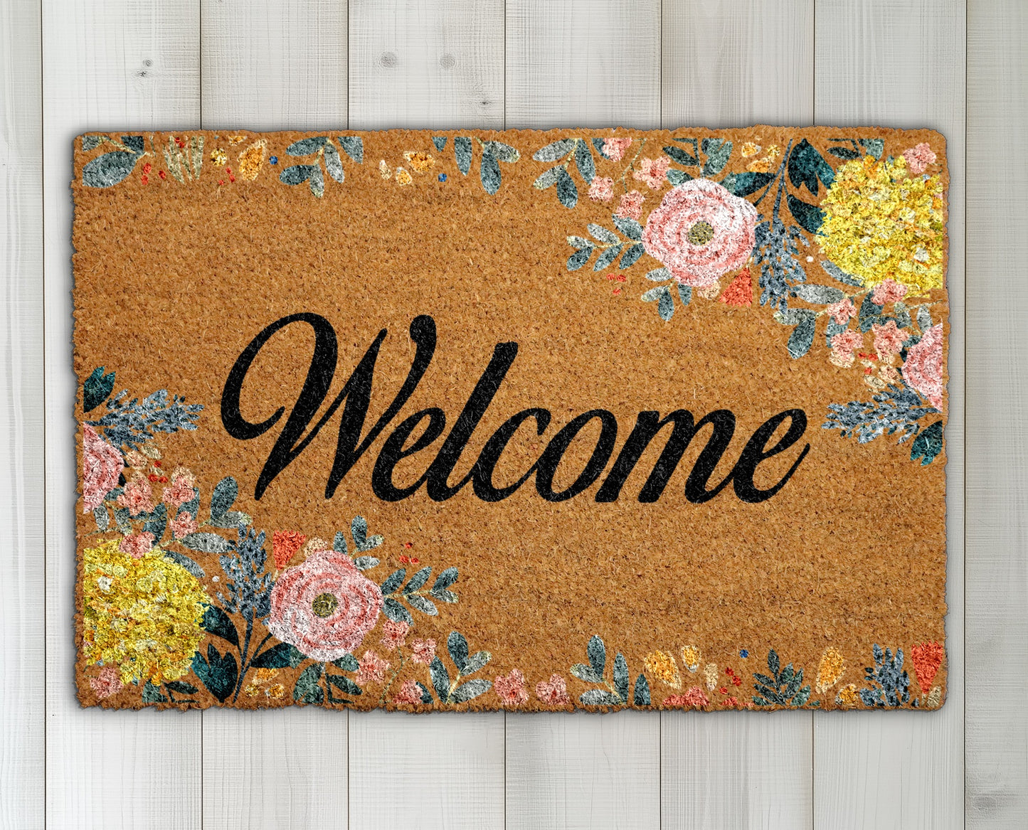 Vibrant Floral Welcome Doormat, Perfect Housewarming Gift