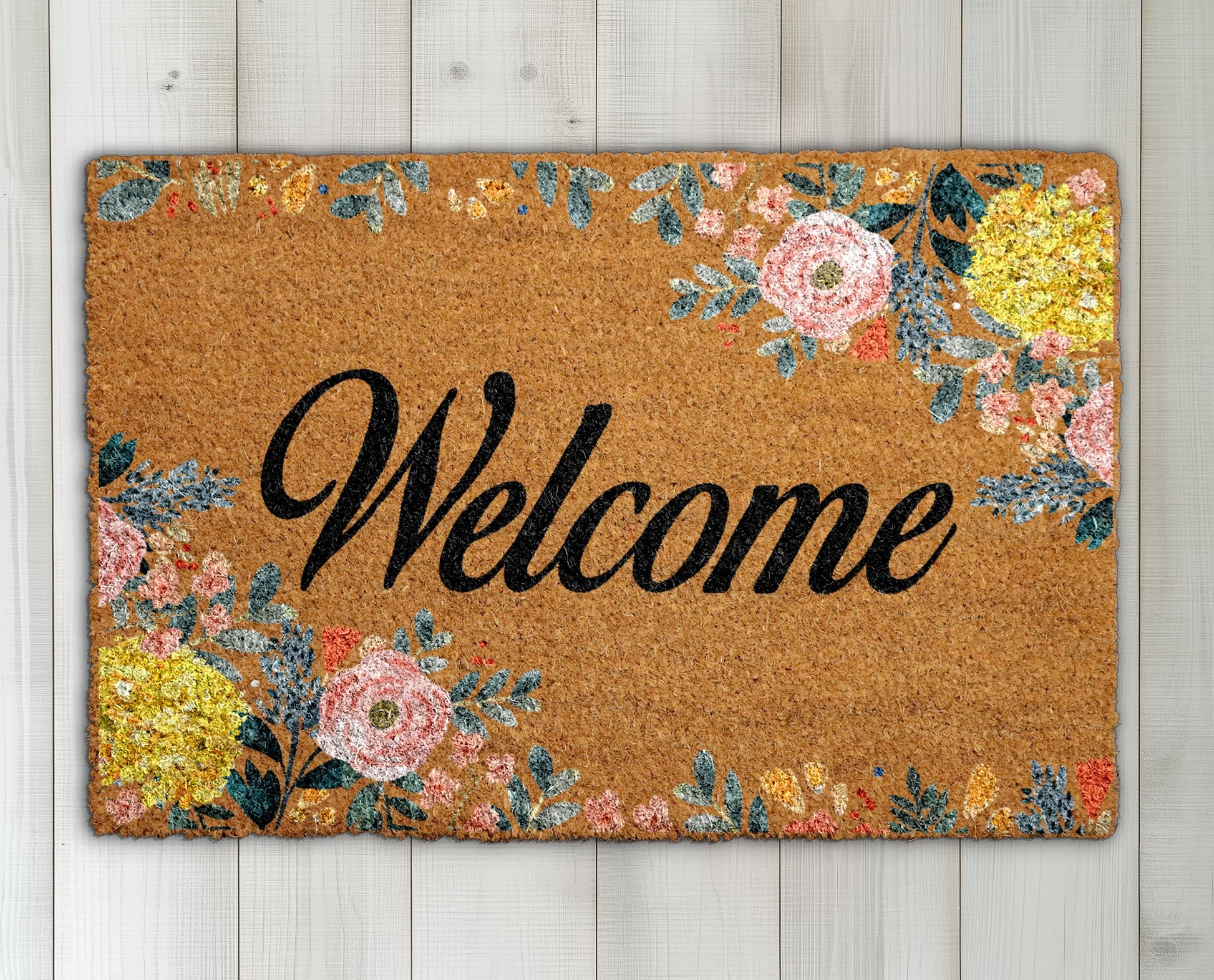 Vibrant Floral Welcome Doormat, Perfect Housewarming Gift