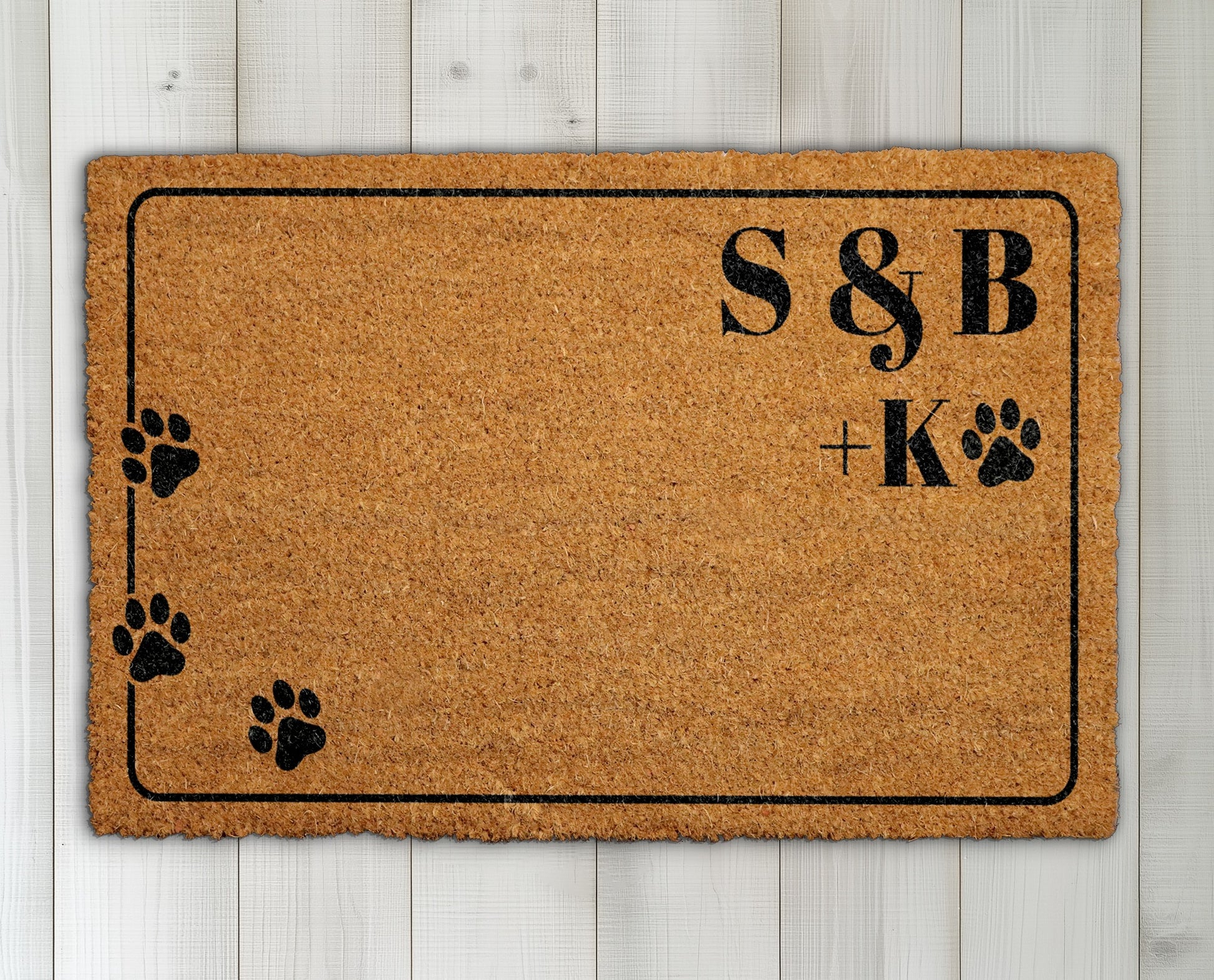 Personalized Couple & Pet Dog Doormat, Custom Dog Lovers Gift