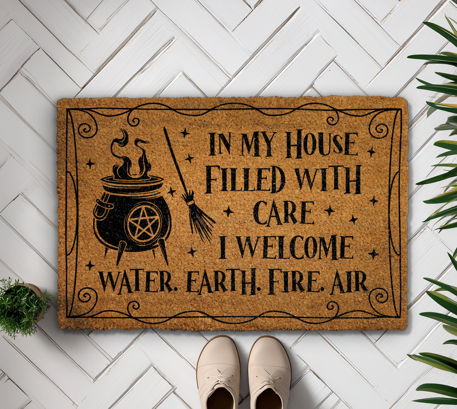 Create Magical Entryways with Witchy Doormats, Cauldron Front Porch Rug