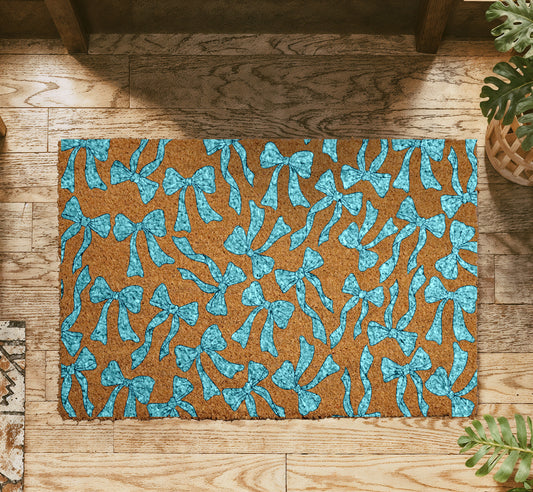 Personalized Coquette Bow Doormat, Cute Home Entrance Decor