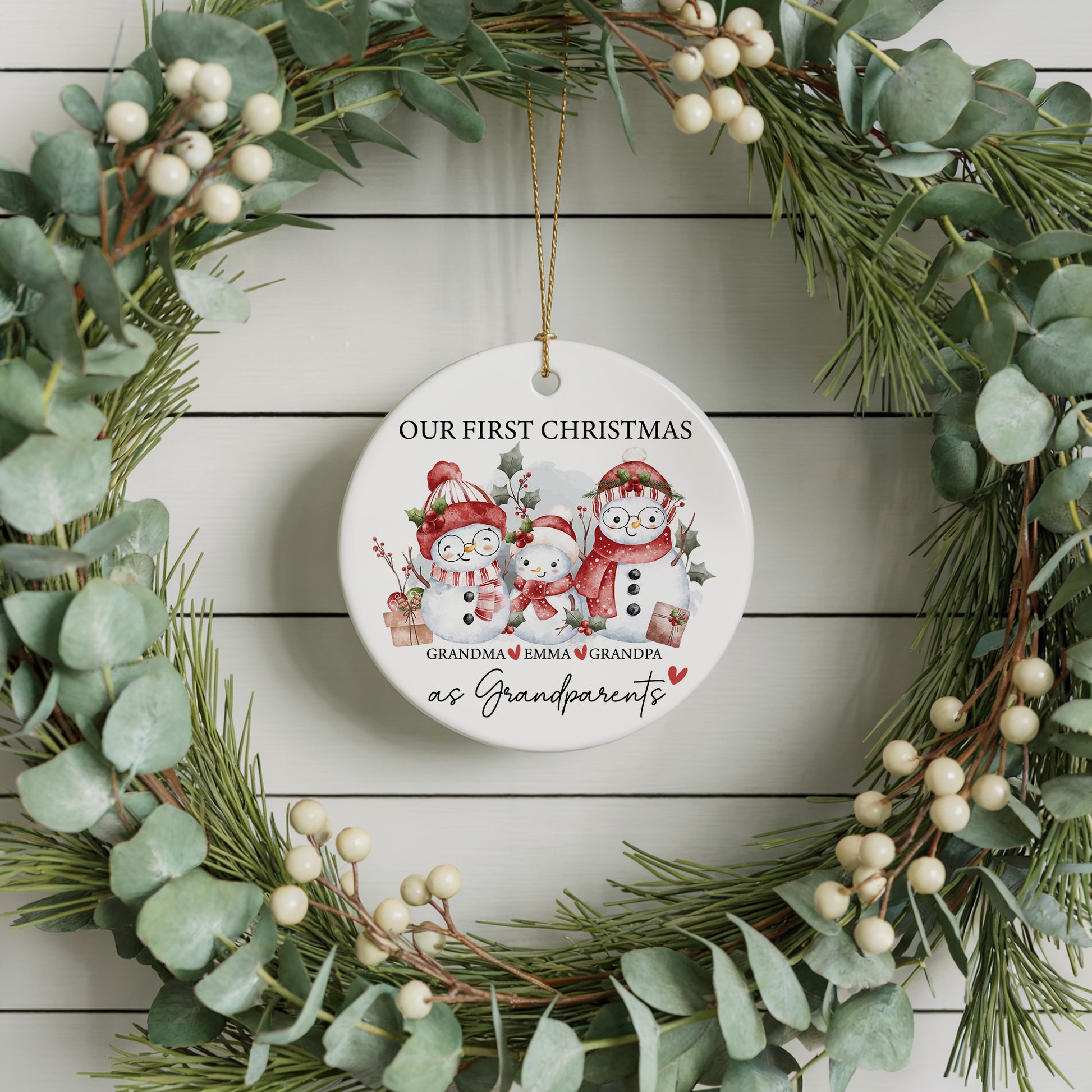 Celebrate First Christmas as Grandparents with Snowmen Family Ornament
