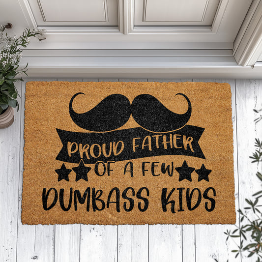 Humorous Dad Welcome Mat, Mustache Theme Coir Mat for Dads!
