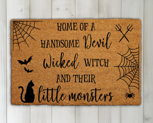 Wicked Witch, Little Monsters Doormat: Spooky Family Porch Decor