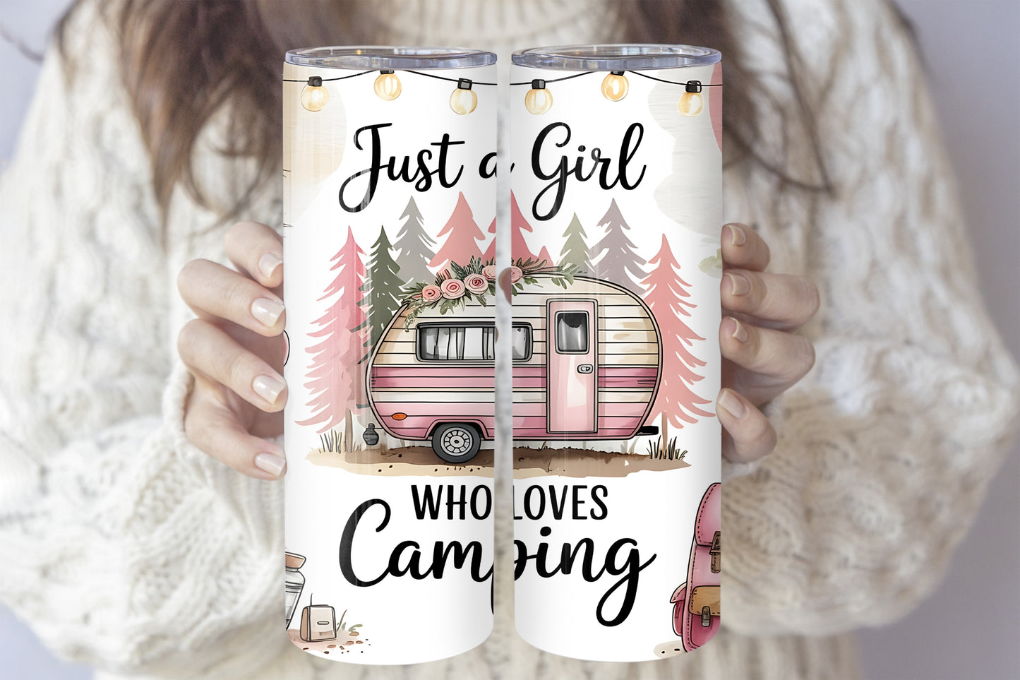 Adventure awaits with this stainless steel camping tumbler for her!