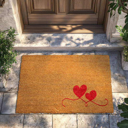 Double Hearts, Red Heart Love Doormat - Unique Valentine's Gift