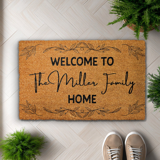 Personalized Family Name Doormat, Custom Last Name Front Porch Decor