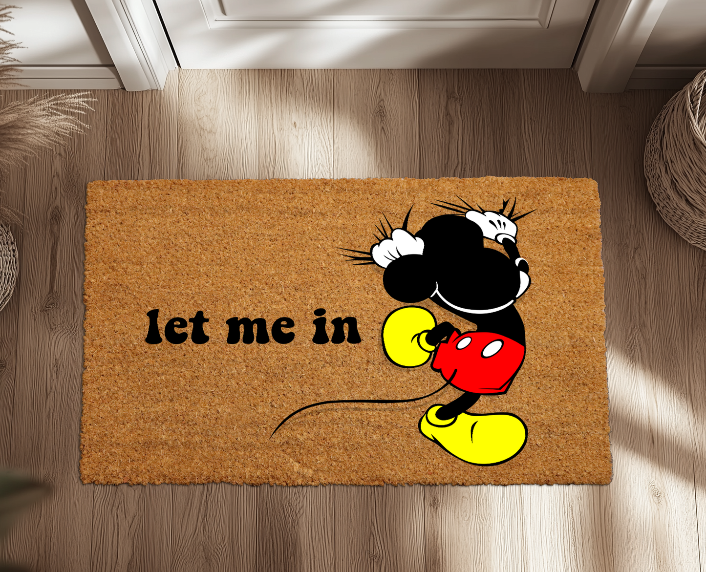 Front Door Mat, Coir Doormat: Entryway Charm with Mickey Decor