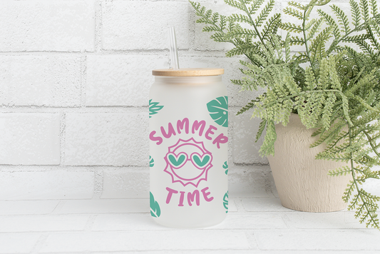 Tropical Flamingo Pineapple Glass Tumbler, Perfect for Summer Sips