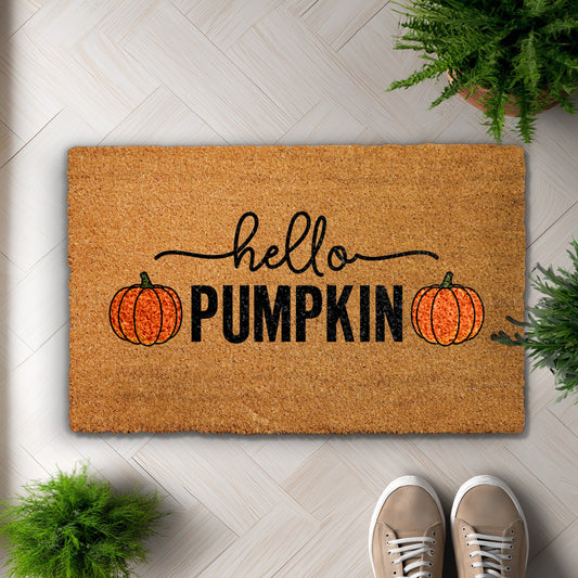 Welcome Fall with Hello Pumpkin Doormat, Perfect Housewarming Gift!