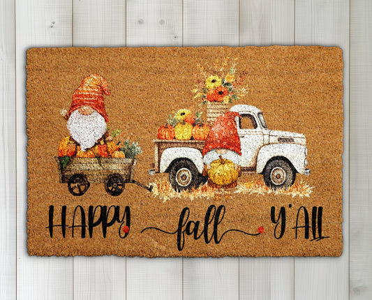 Cheerful Fall Gnome Doormat, Festive Pumpkin Home Entrance Mat