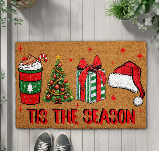 Celebrate with Christmas Door Mat, Festive Winter Entrance Rug.