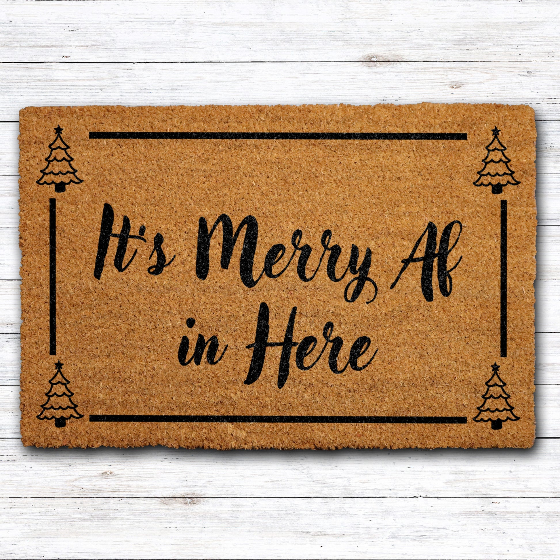 Merry AF Christmas Doormat, Funny Holiday Porch Decor, Festive Rug