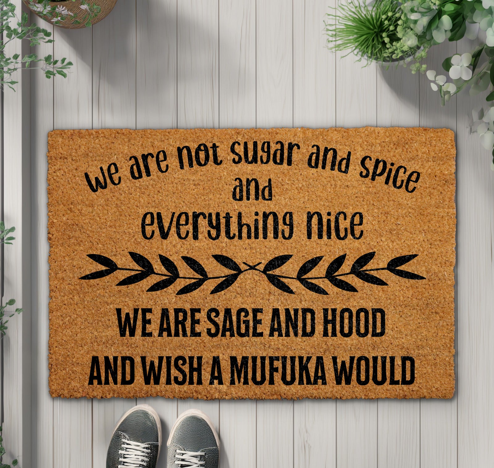 Sage and Hood Doormat: Witchy Vibes Home Decor, Funny Welcome Mat