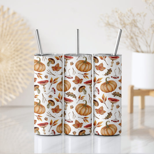 Autumn Vibes Insulated Tumbler, Pumpkin Spice Drinkware with Straw