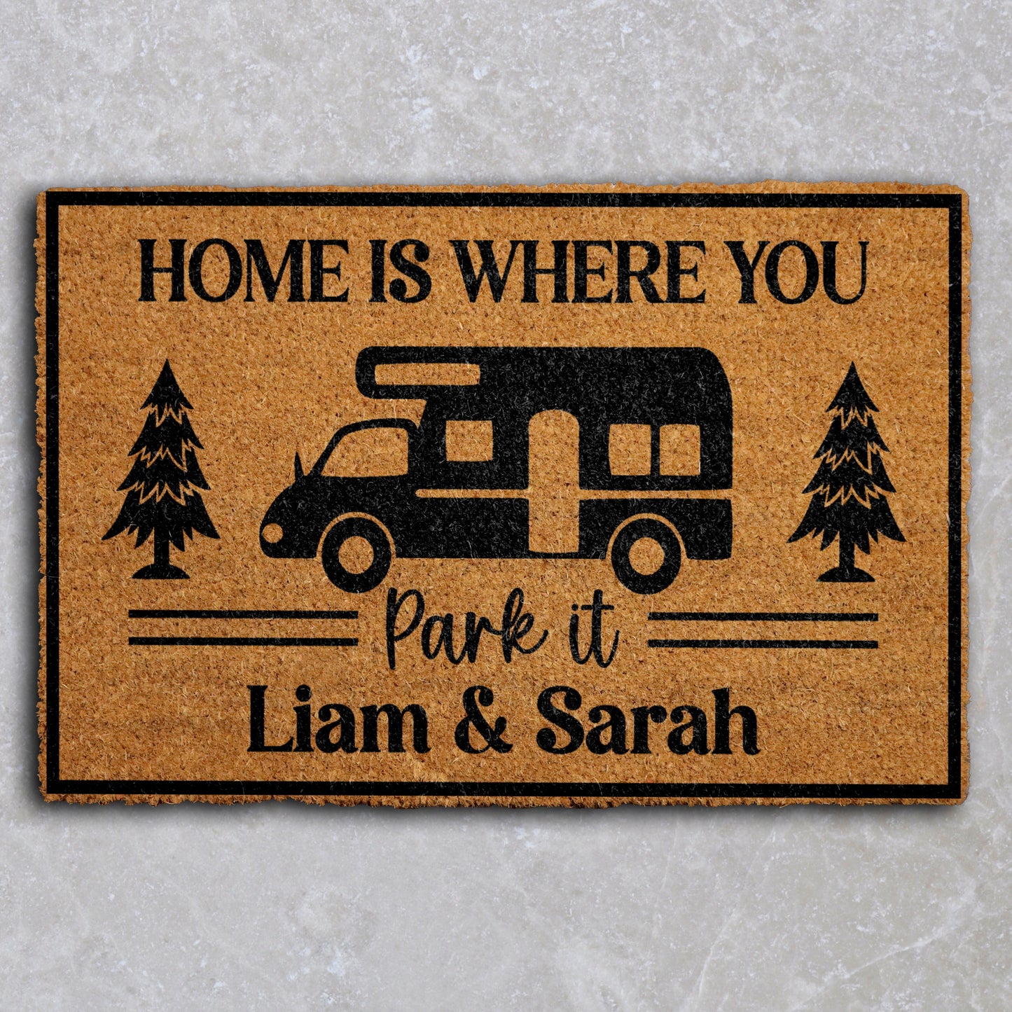 Custom Name RV Doormat, Personalized Camper Decor for Motorhome Camping