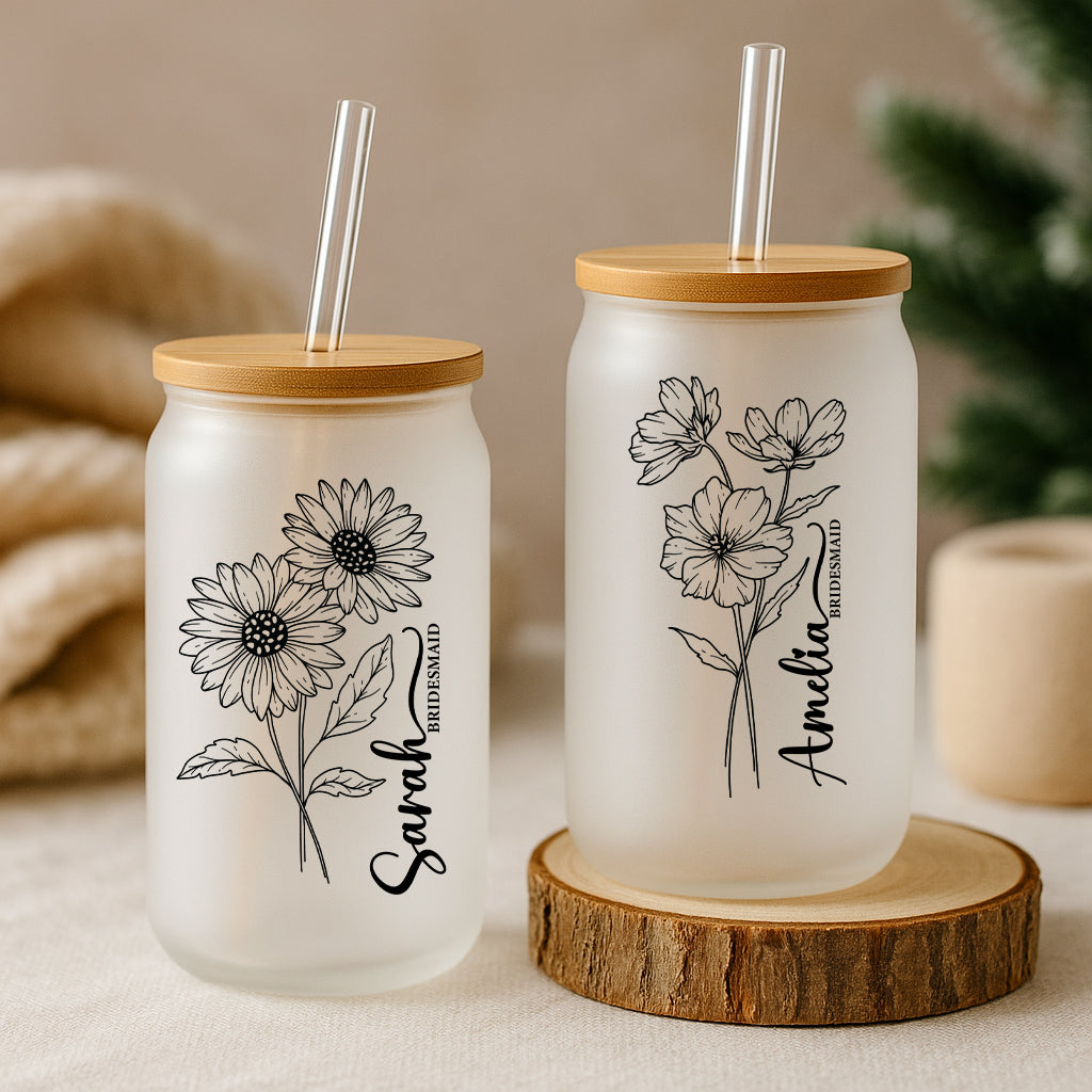 Personalized Birth Flower Tumbler, Perfect Bridesmaid or Birthday Gift!
