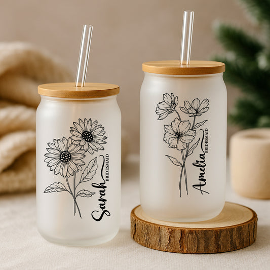 Personalized Birth Flower Tumbler, Perfect Bridesmaid or Birthday Gift!