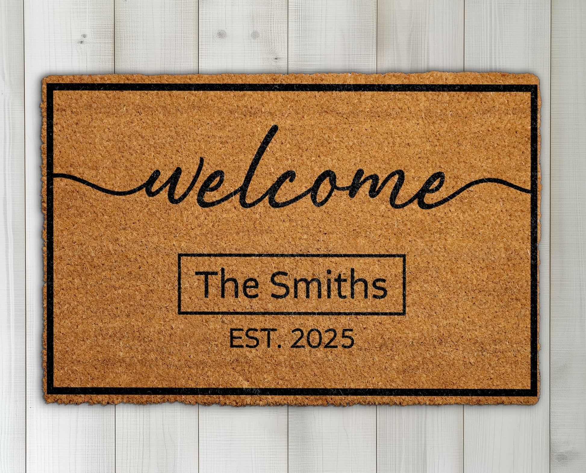 Personalized Family Welcome Doormat, Established Date, Front Porch Decor