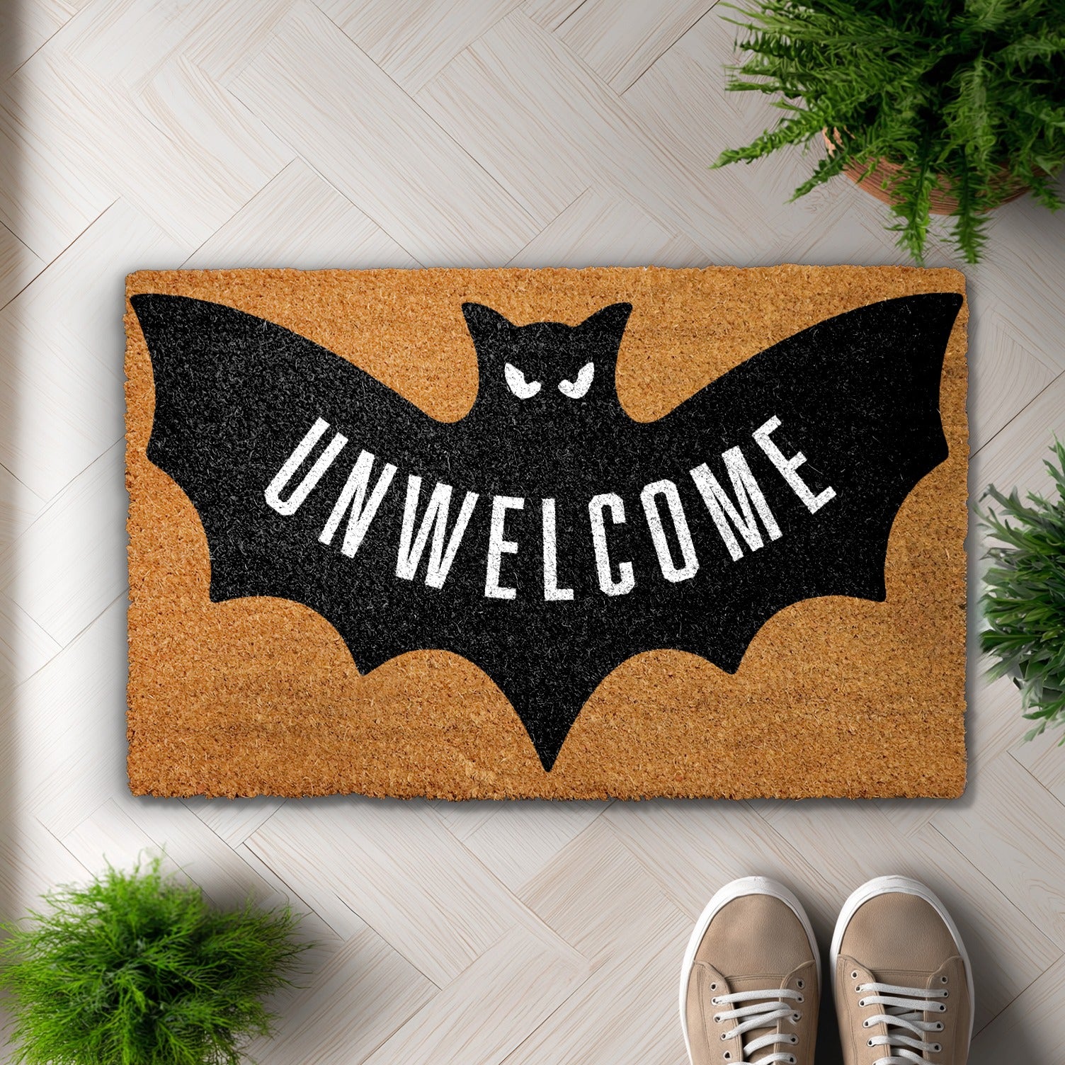 Spooky Bat, Funny Gothic Doormat for Fall Front Door Decor