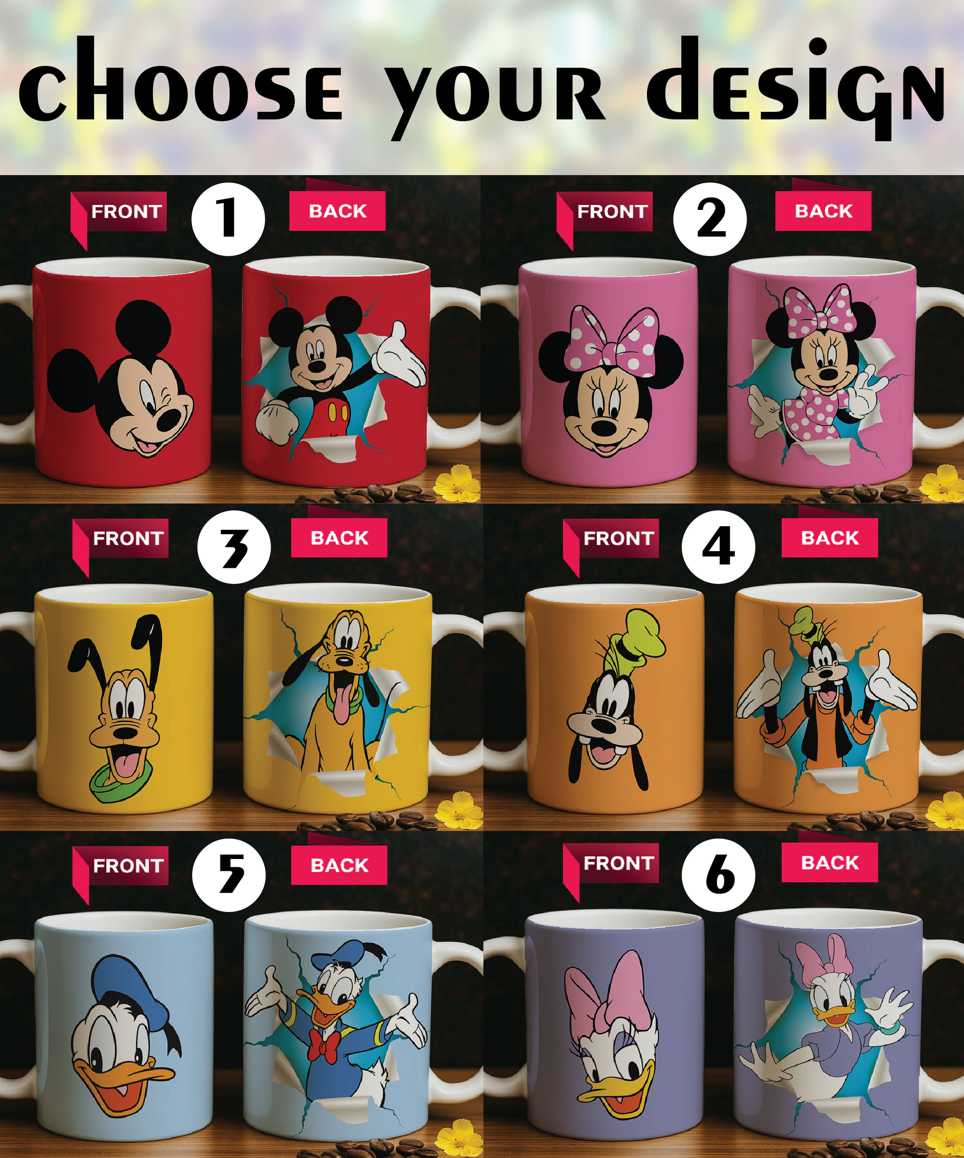 Colorful Mickey And Friends Group Ceramic Mug, Perfect Disney Family Gift