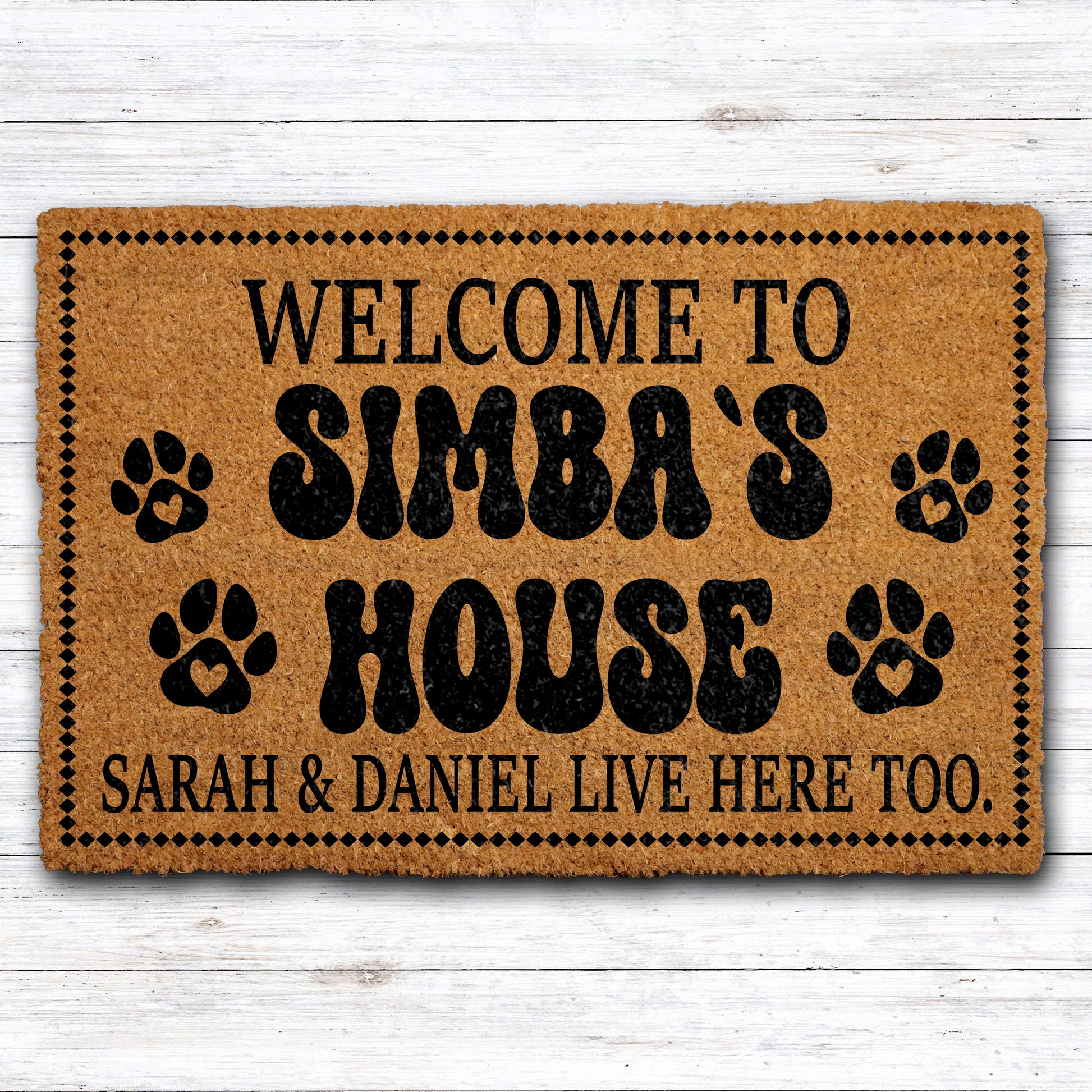 Custom Funny Pet Name Doormat, Cute Dog Lover Welcome Mat