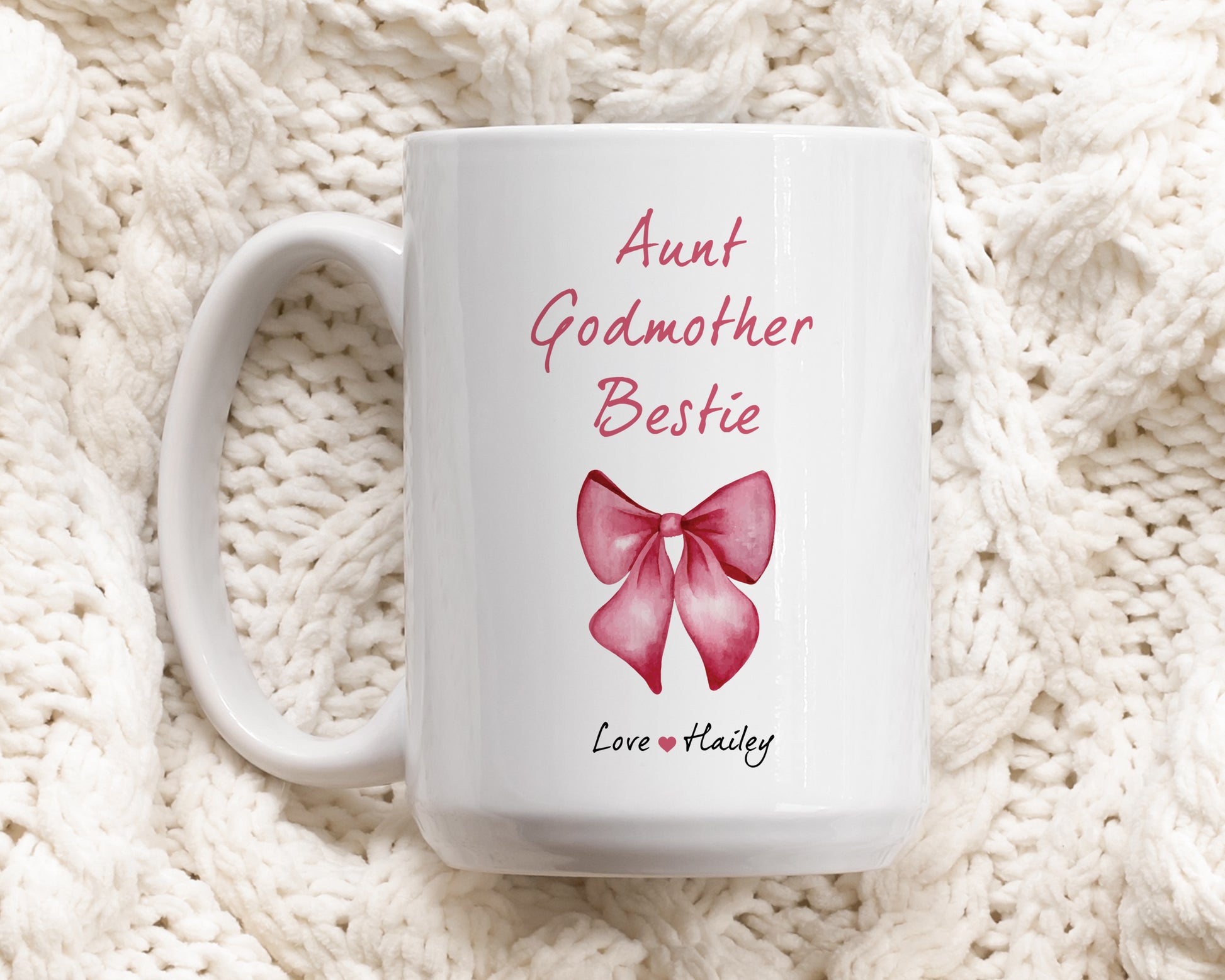 Personalized Godmother Proposal Ceramic Mug, Coquette Auntie Gift Drinkware