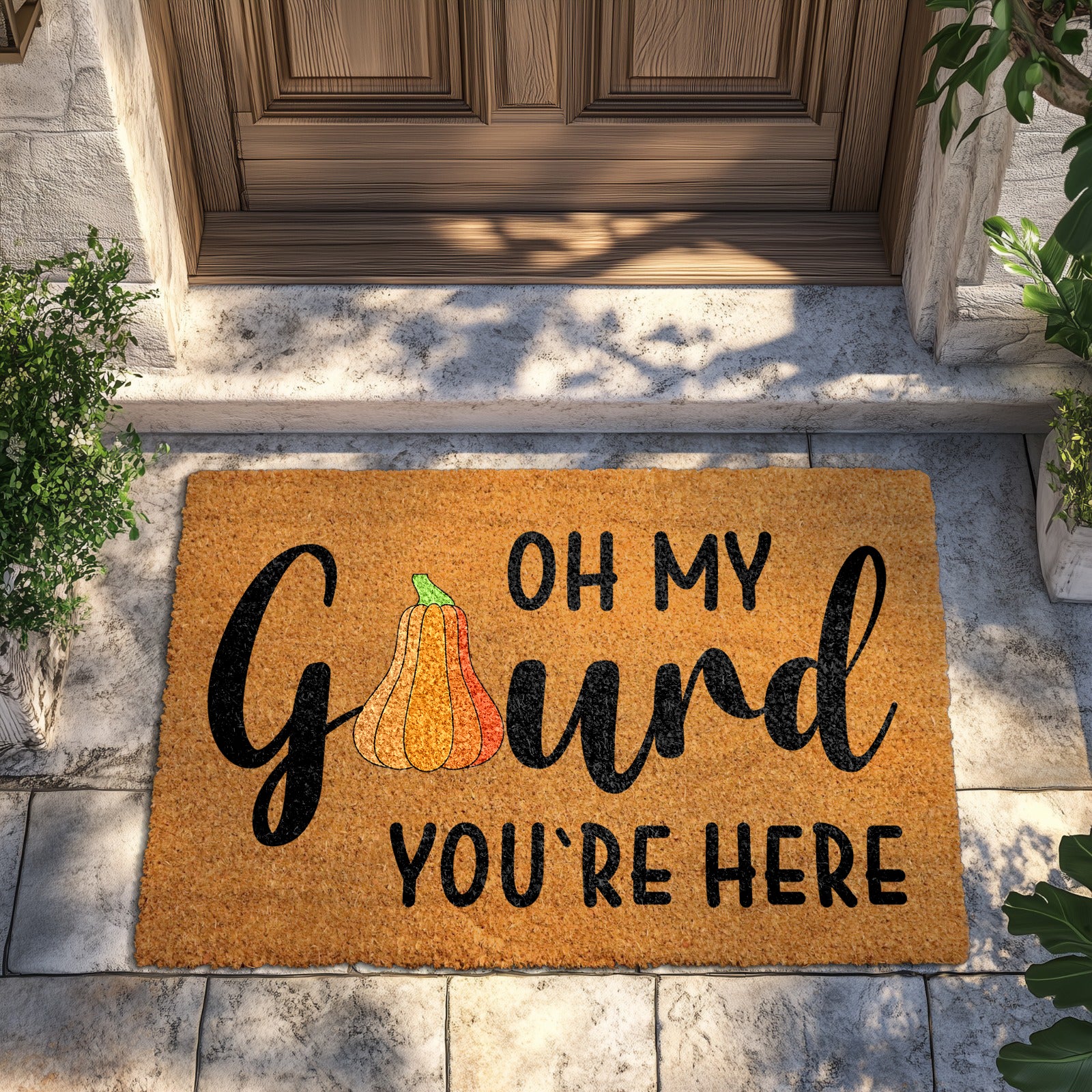 Welcome Fall with our Autumn Coir Doormat, Thanksgiving Front Porch