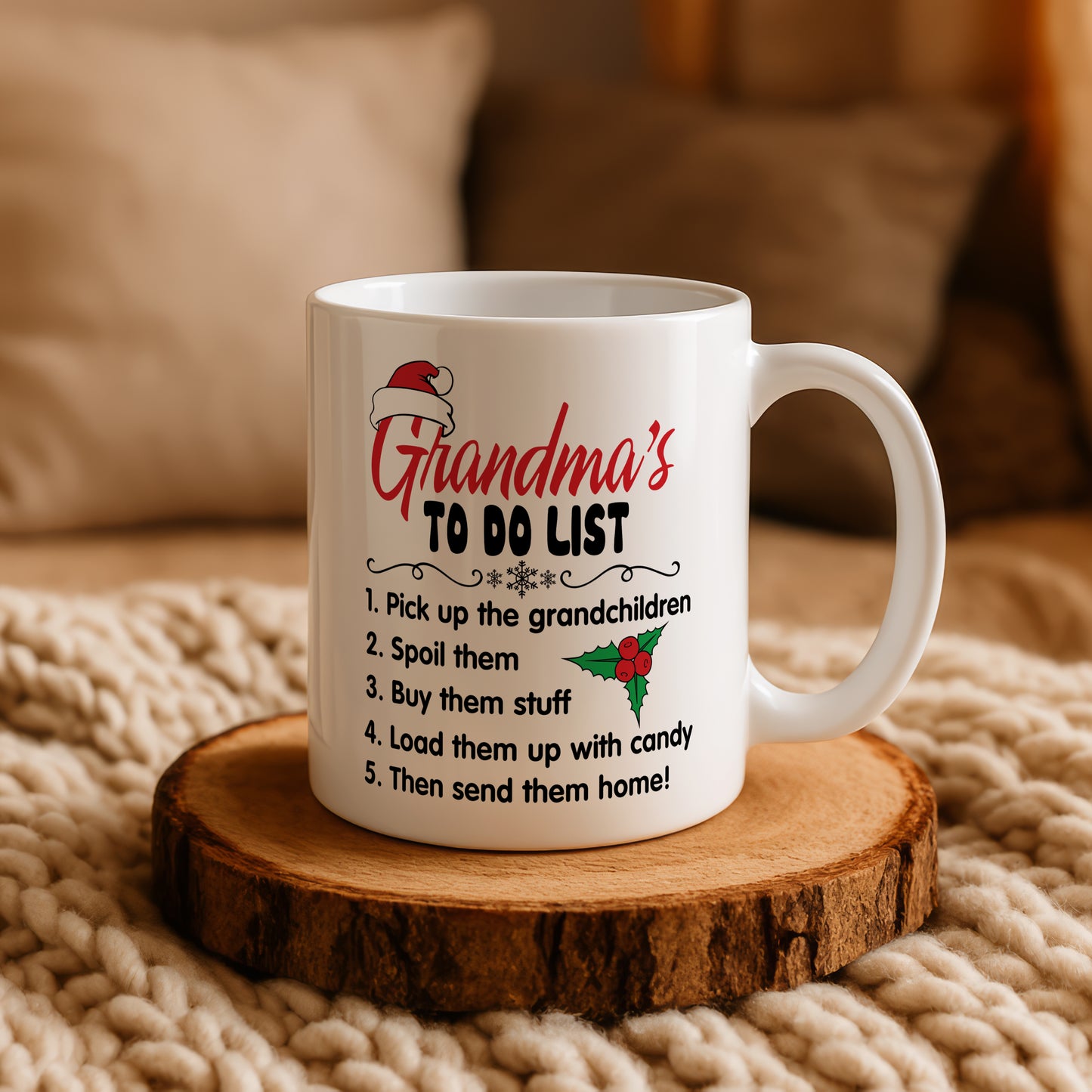 Grandma's Christmas Mug, Funny Family Xmas Gift, Humorous Ceramic Cup