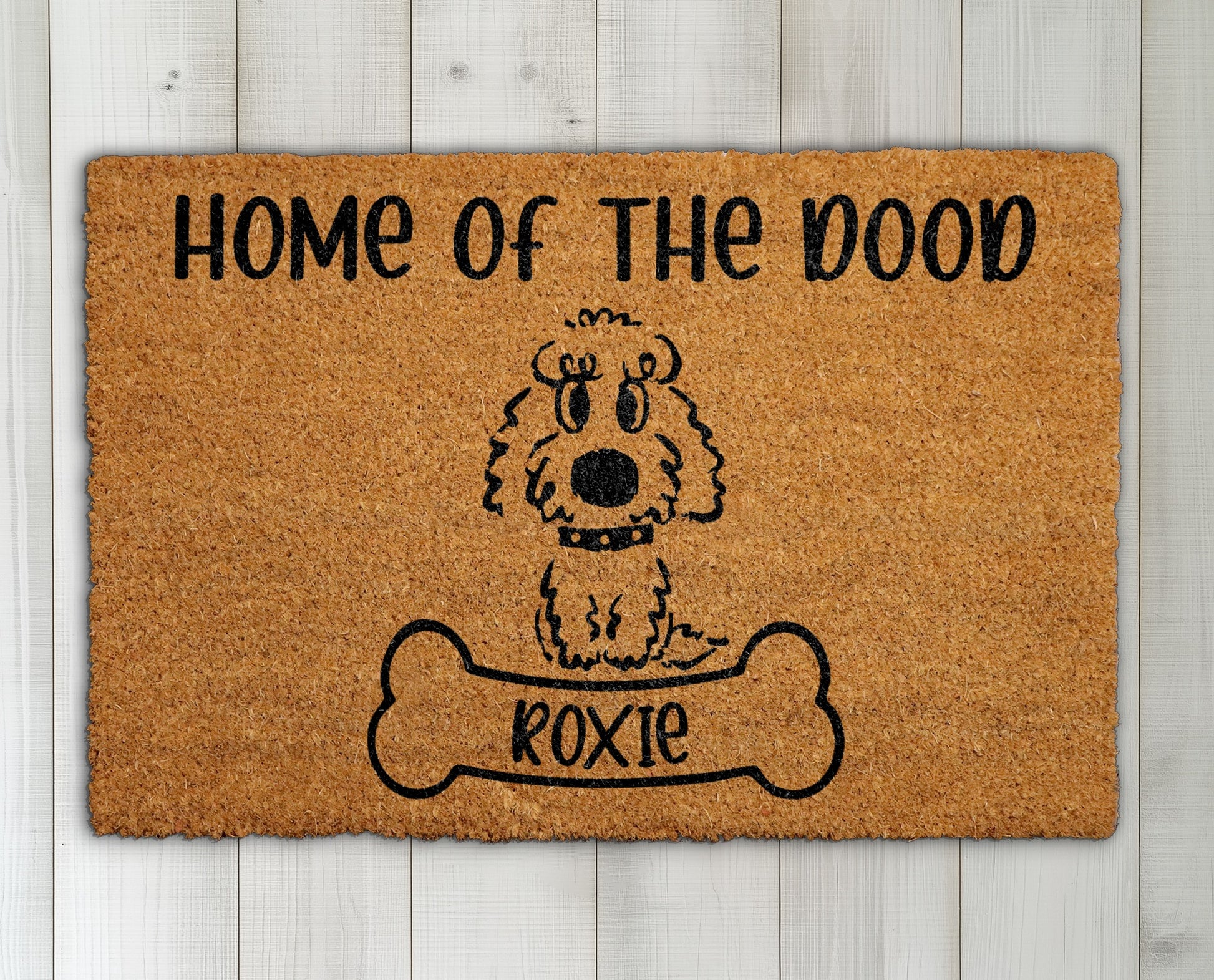 Personalized Doodle Dog Welcome Mat, Funny Goldendoodle Floormat for Porch