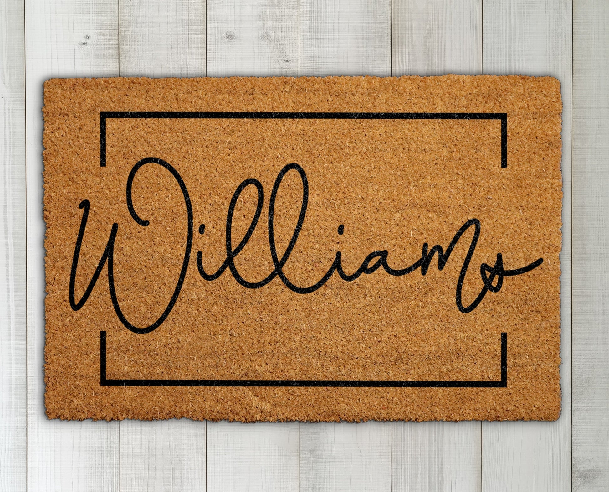 Custom Script Font Doormat: Unique Housewarming Gift for Front Porch