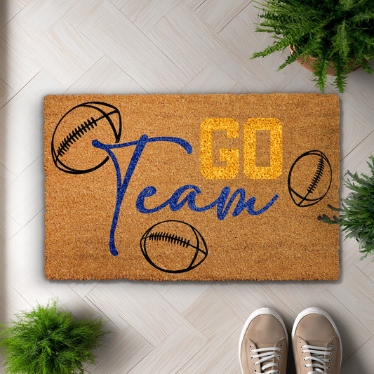 Personalized Football Doormat, Team Colors Fan Gift, Game-day Porch Rug