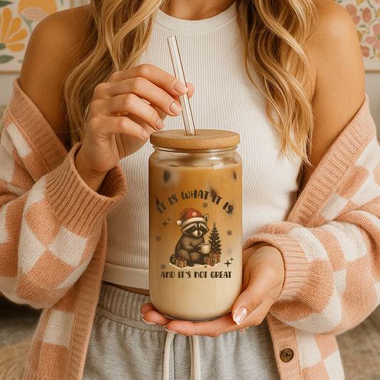 Sarcastic Raccoon Xmas Tumbler, Custom Funny Holiday Gift for Coworker