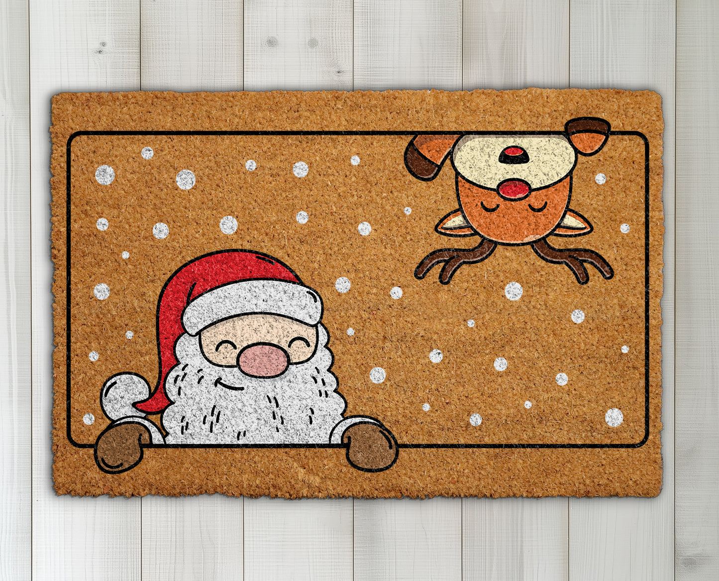 Festive Santa and Reindeer Doormat for Cozy Christmas Welcome.