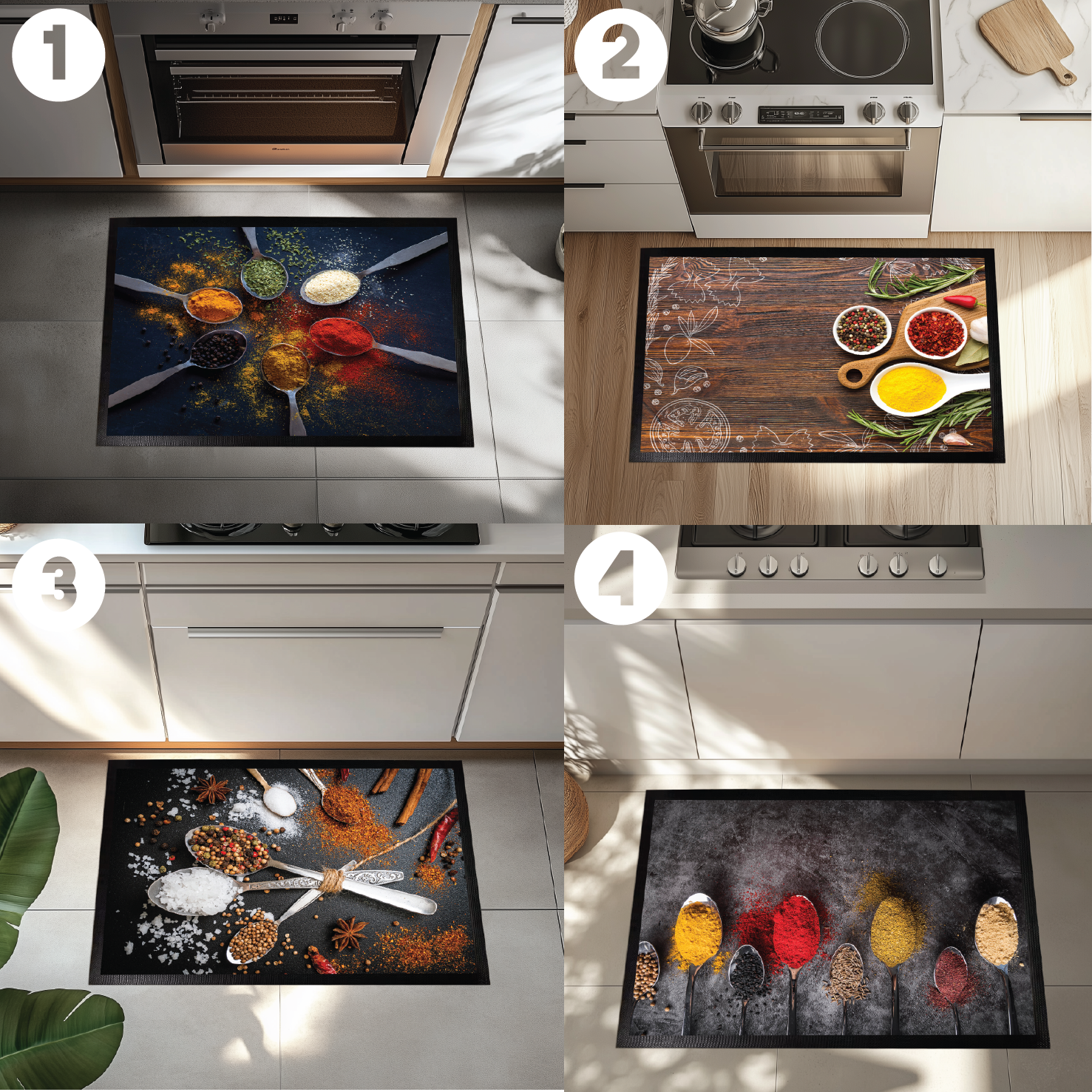 Farmhouse Chef's Spoon, Spice & Herb-Inspired Kitchen Rug Mat