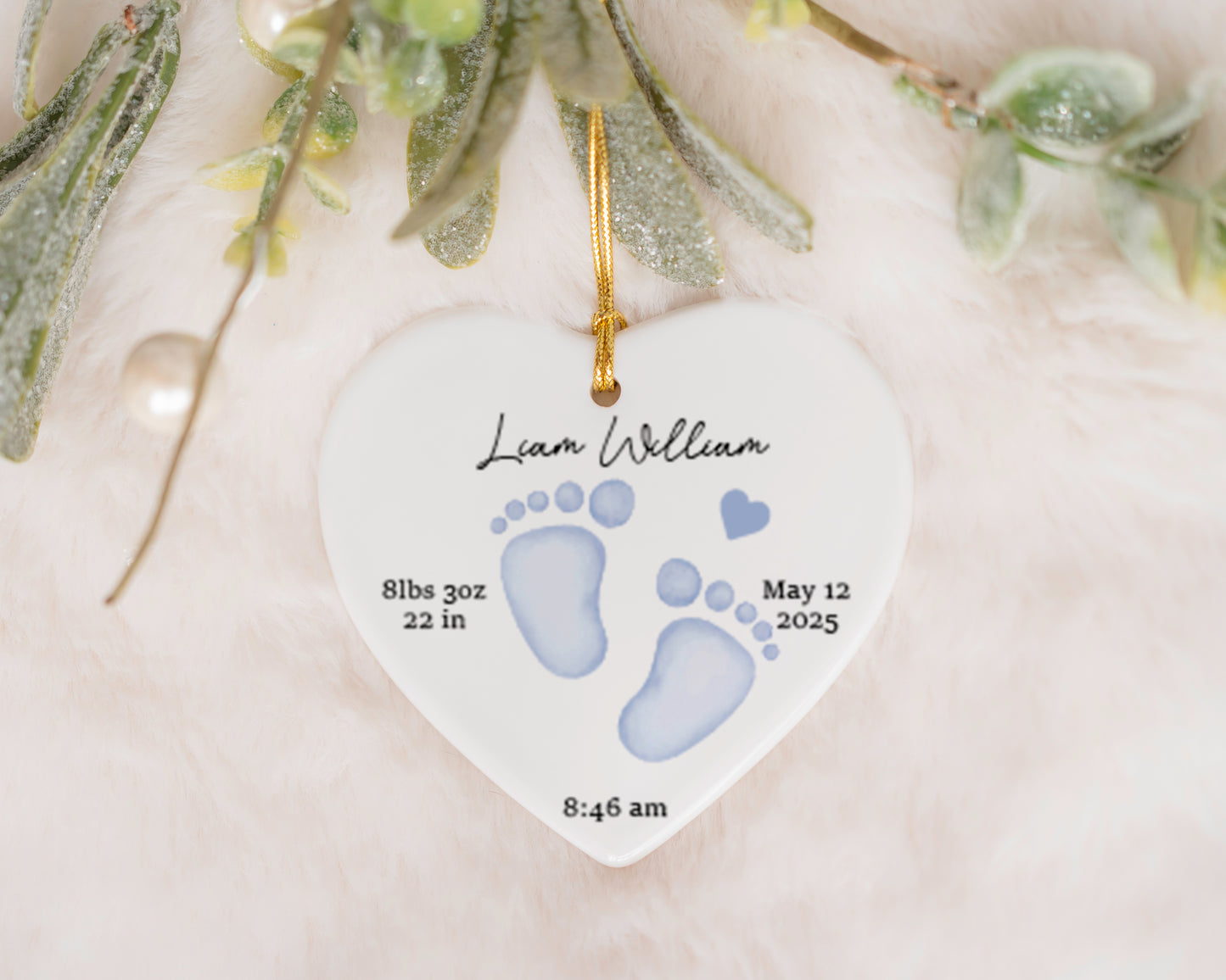 Custom Baby Stats Ornament: Adorable Animal Theme for Nursery Decor