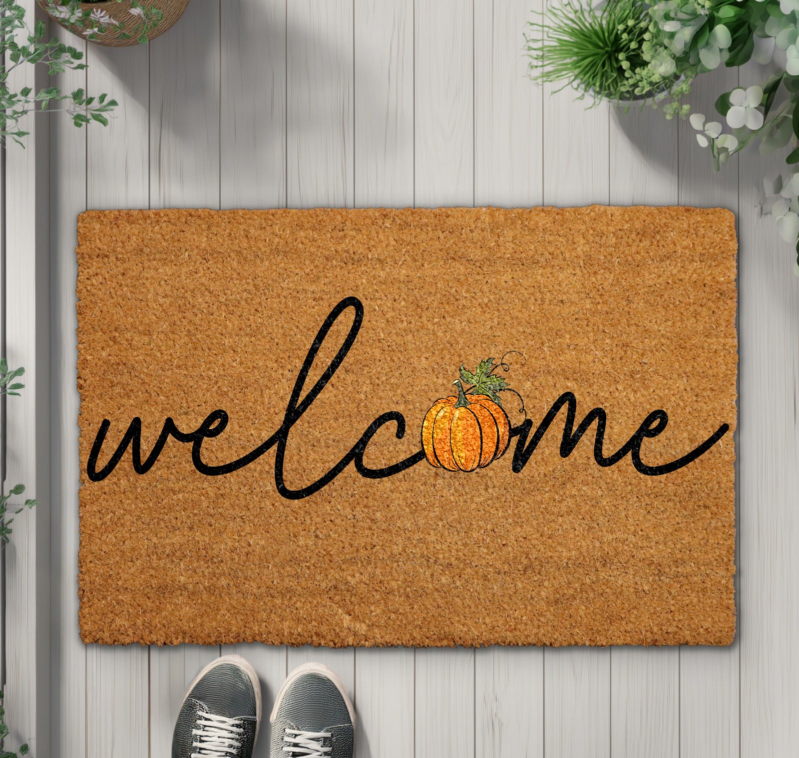 Fall Housewarming: Cozy Pumpkin Doormat, Thanksgiving Front Porch Decor