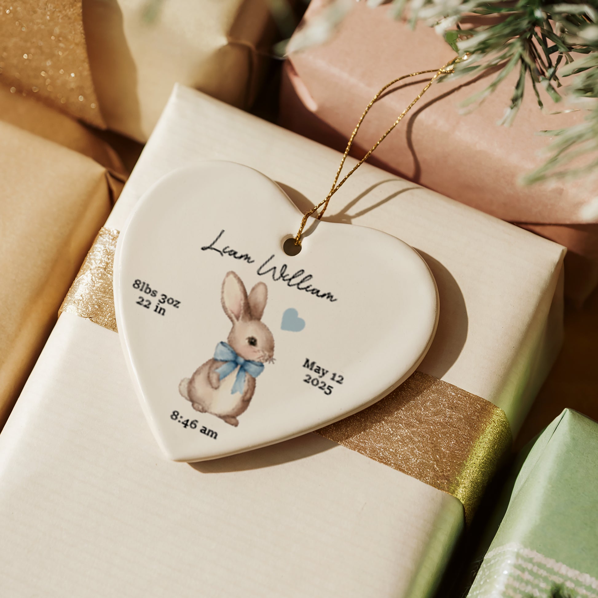Custom Baby Stats Ornament: Adorable Animal Theme for Nursery Decor