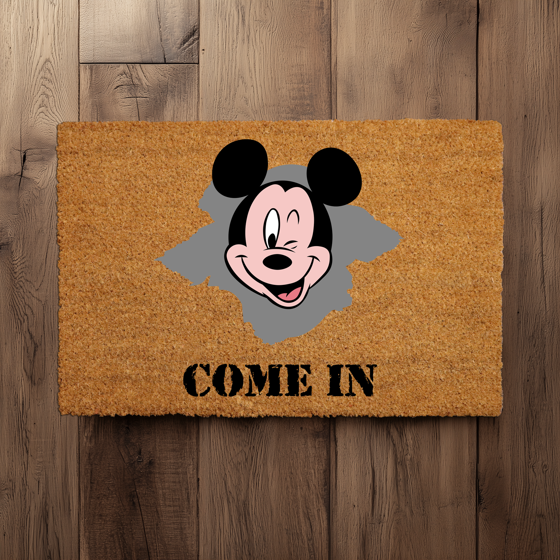 Front Door Mat, Coir Doormat: Entryway Charm with Mickey Decor