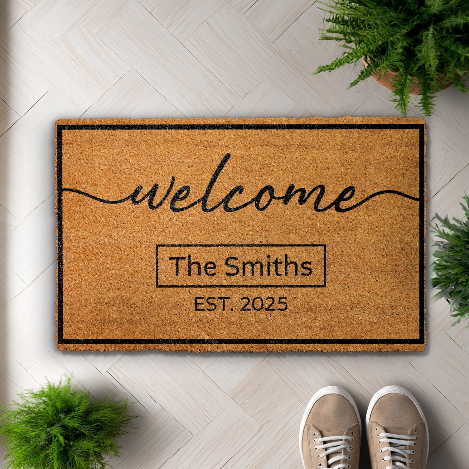 Personalized Family Welcome Doormat, Established Date, Front Porch Decor