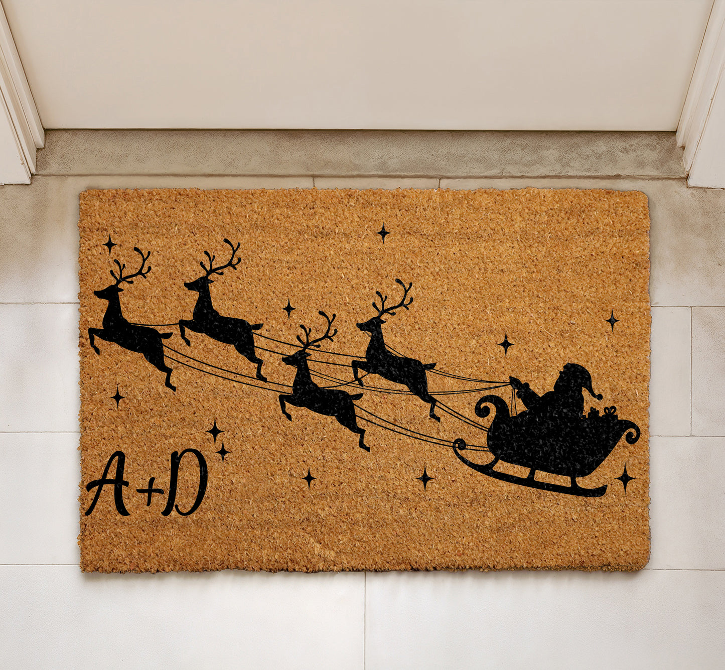 Festive Personalized Christmas Doormat, Customized Holiday Home Welcome Mat