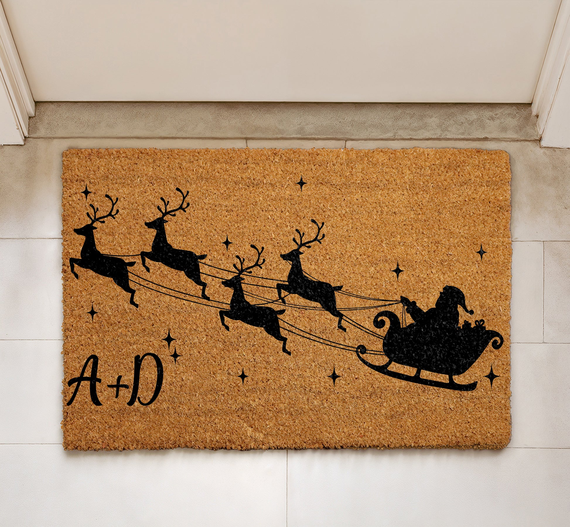 Festive Personalized Christmas Doormat, Customized Holiday Home Welcome Mat