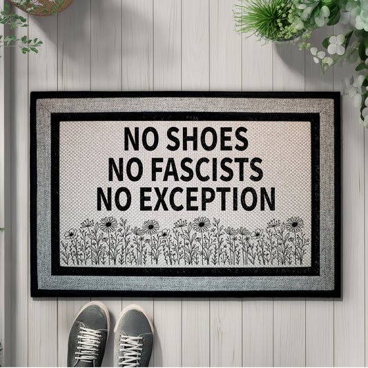 Floral Anti-Fascist Welcome Mat, Outdoor Progressive Home Decor